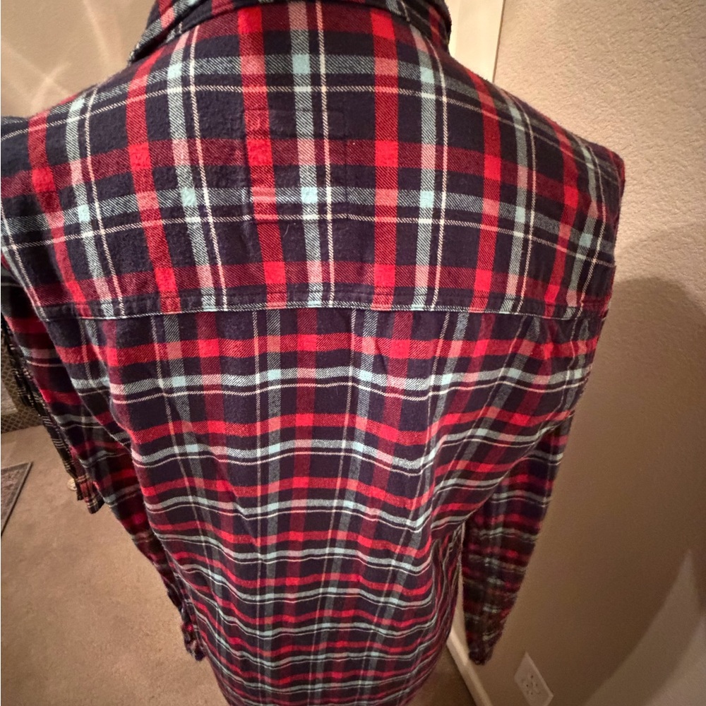 Hollister Red & Navy Plaid Button-Up Shirt - Picture 2 of 4